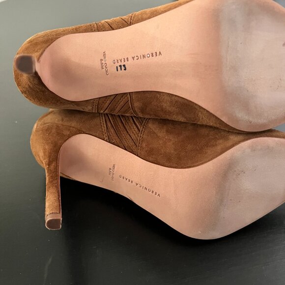NWOT Veronica Beard Lisa Stiletto-Heel Booties Chestnut 8.5 - Picture 12 of 12